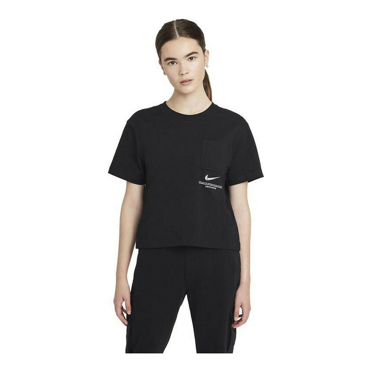 T-shirt med kortärm Dam Nike Sportswear Swoosh Svart