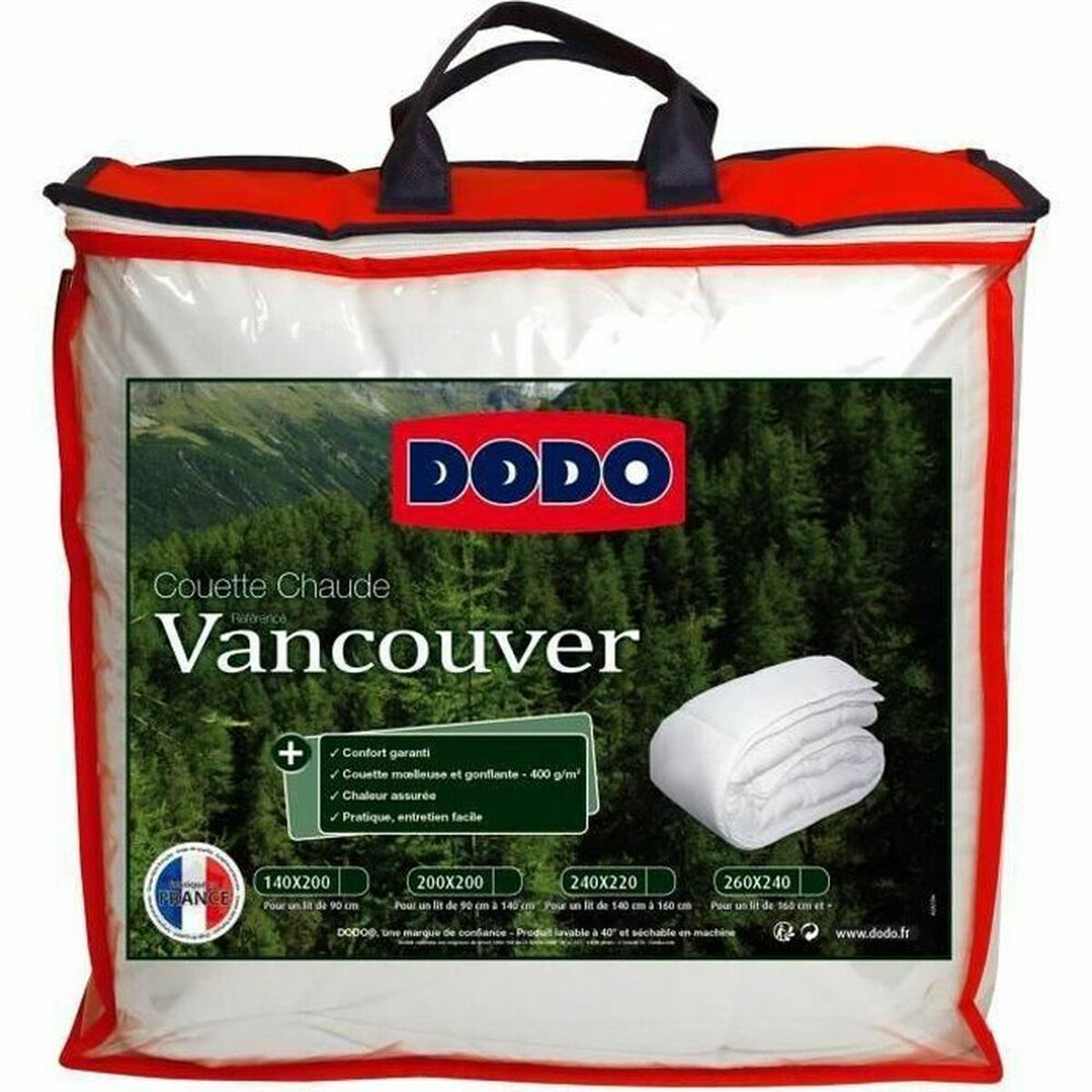 Täcke DODO Vancouver Vit 400 g (220 x 240 cm)