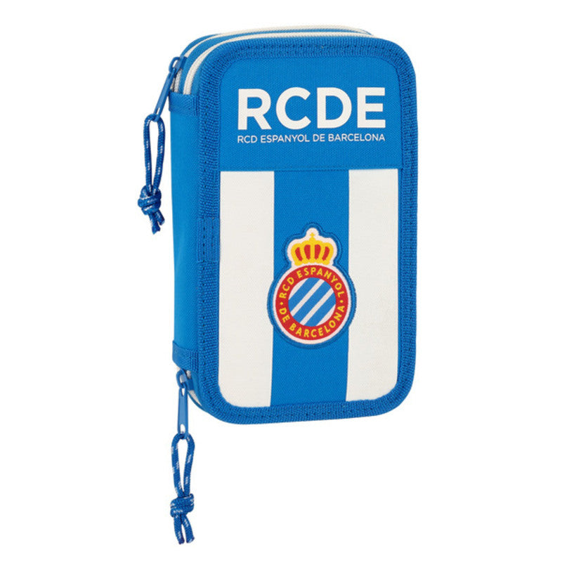 Dubbelt pennfodral RCD Espanyol Blå Vit (28 pcs)
