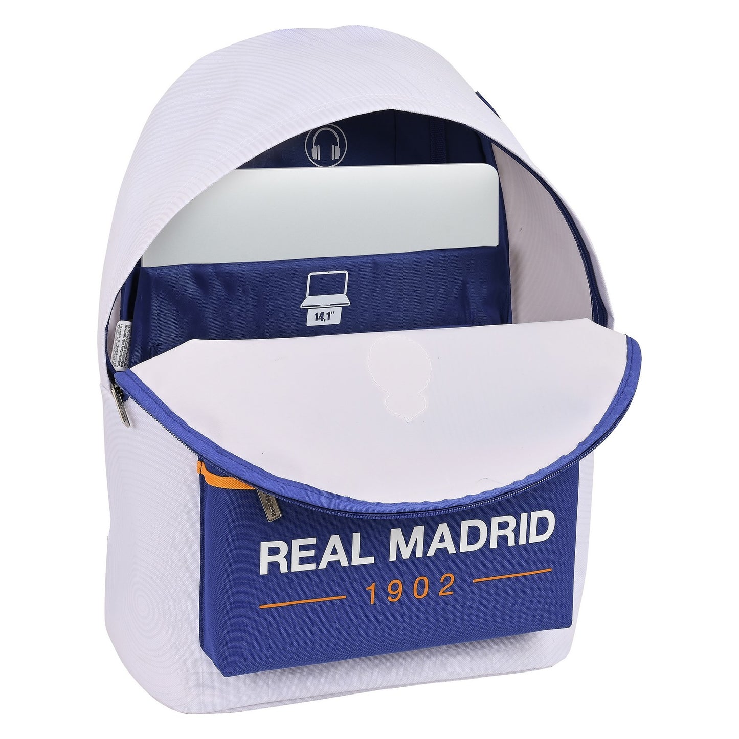 Ryggsäck för bärbar dator och uttag för hörlurar Real Madrid C.F. Blå Vit