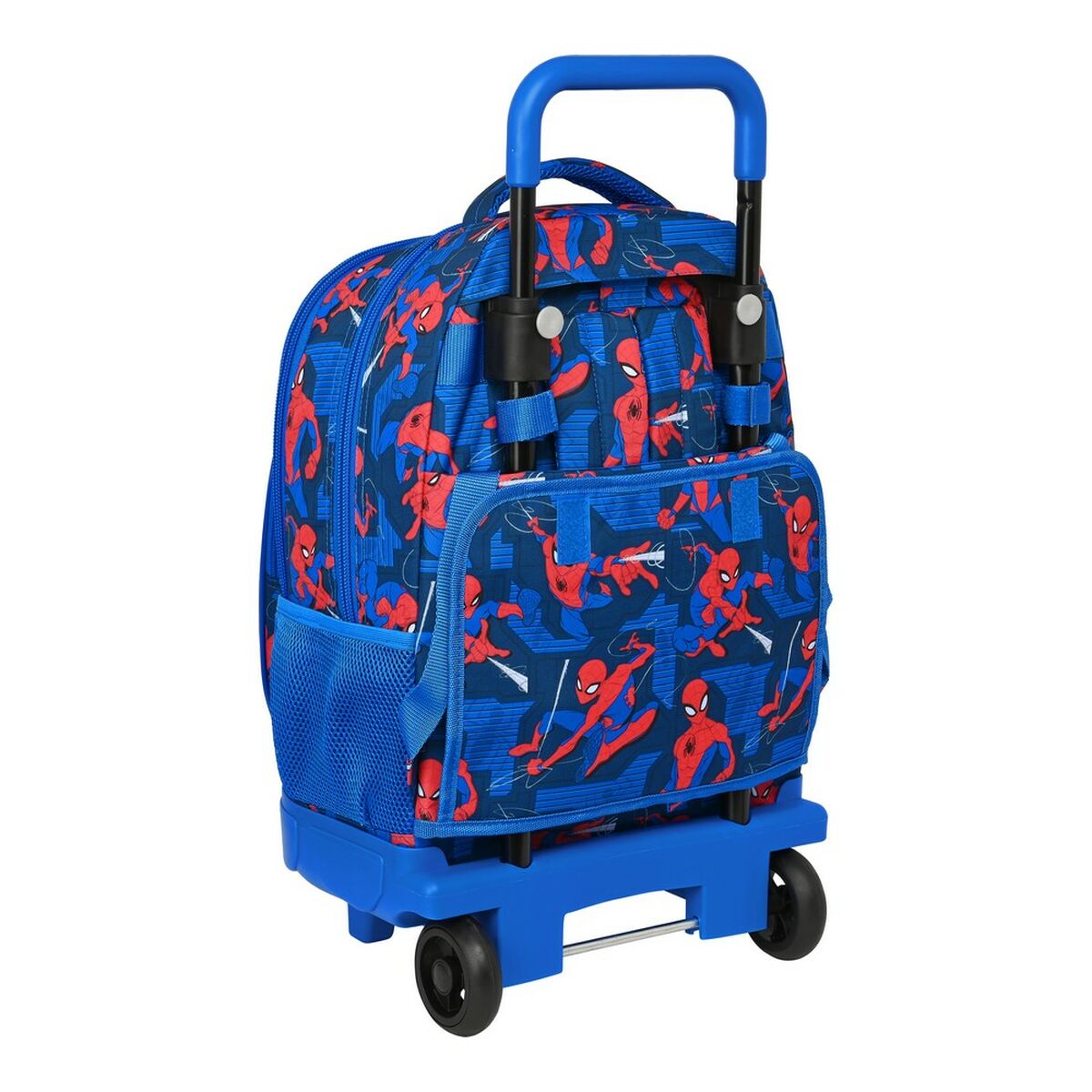 Skolväska med hjul Spiderman Great power Röd Blå (33 x 45 x 22 cm)