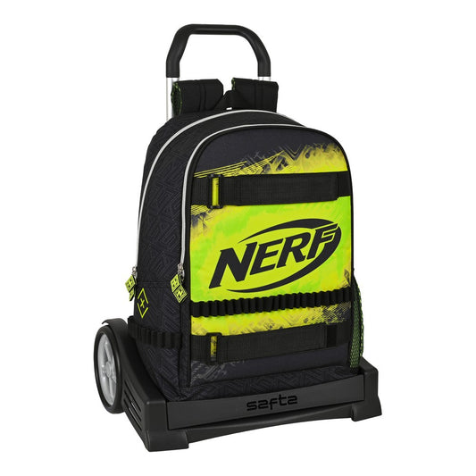 Skolväska med hjul Nerf Neon Svart Lime (31 x 44 x 17 cm)