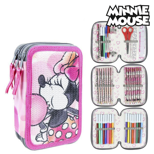 Trippel pennfodral GIOTTO Minnie Mouse (43 pcs) Rosa