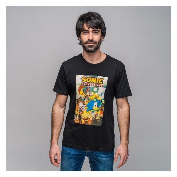 T-shirt med kortärm Herr Sonic Svart