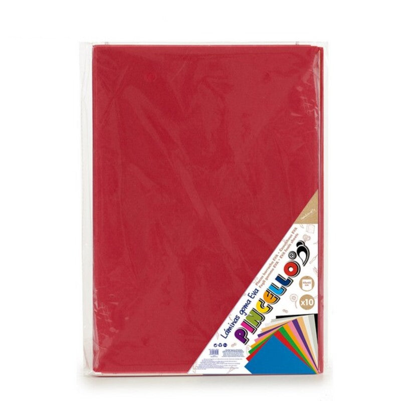 Papper Röd Eva-gummi 10 (65 x 0,2 x 45 cm) (10 Delar)